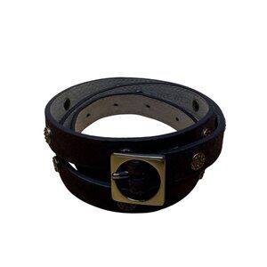 Nine West Womens Brown Suede Belt With Gold Stud Accents Adjustable